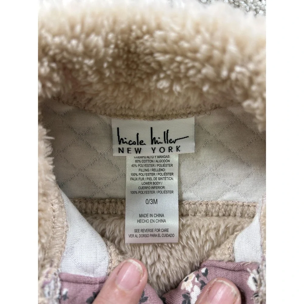 Nicole Miller New York One Piece Coverall Baby Girls 0-3 Months Floral‎ Sherpa